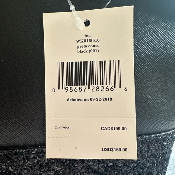 New Authentic Kate Spade ina Greta court black satchel glitter small hand bag - Picture 7 of 12